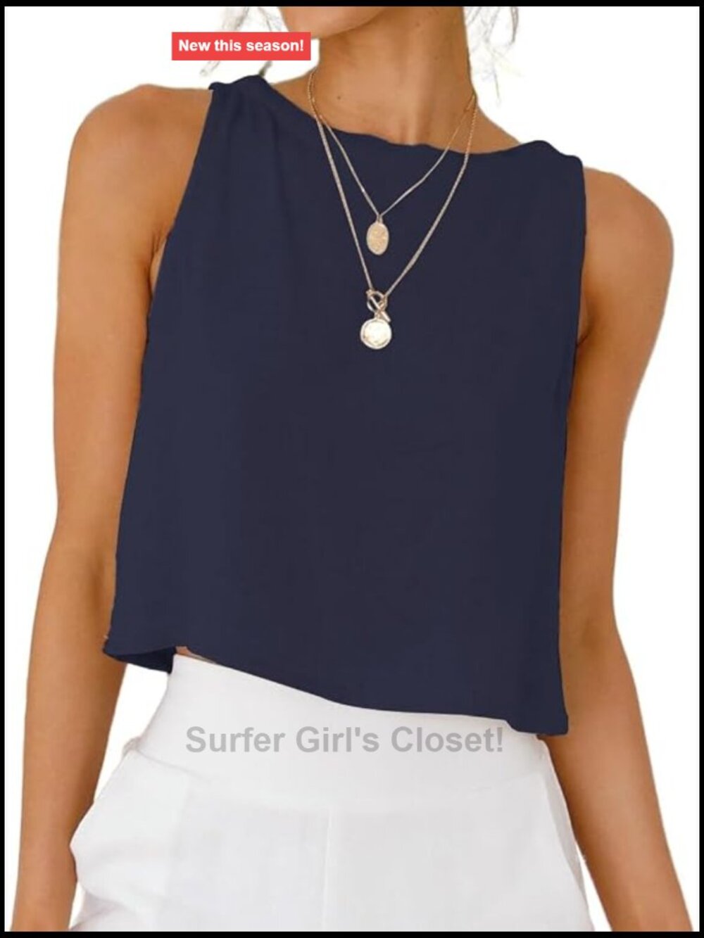 Womens Linen Blend Crop Tank Top Sleeveless High Neck Summer Beach Shirt